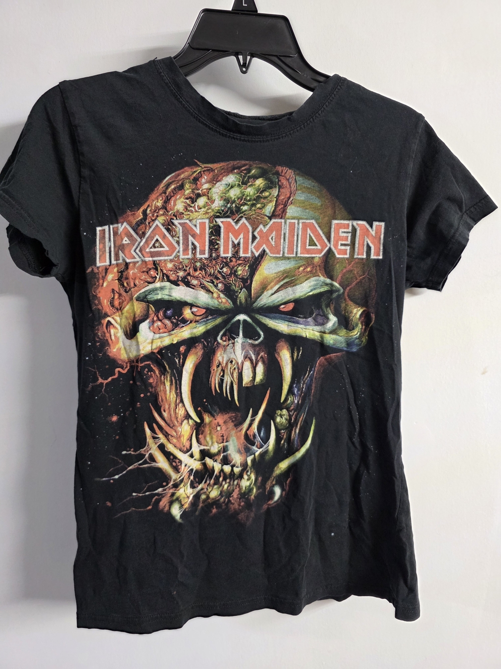 Iron Maiden Eddie Graphic Band T-Shirt Black Women's Fitted Size XS Rock Metal